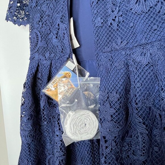 Self Portrait Lace Embellished Mini Dress Navy Blue Size 8 NWT - Picture 10 of 11